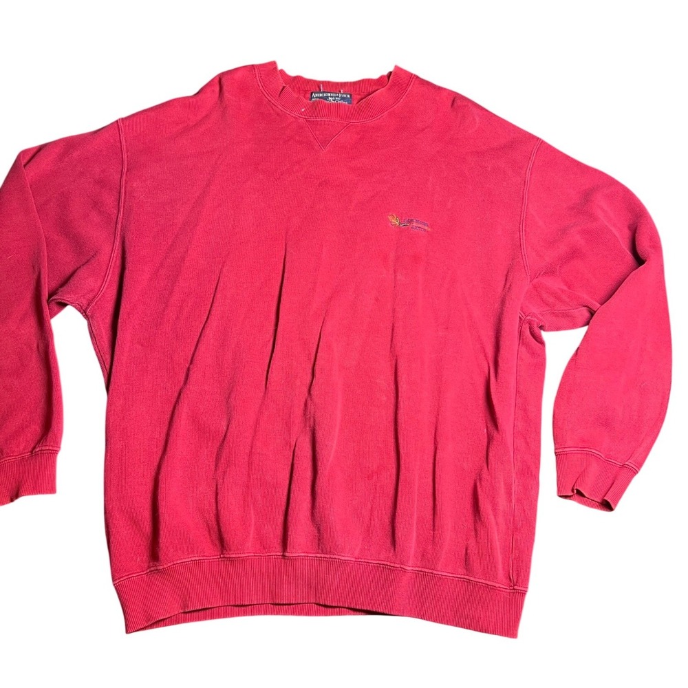 VTG Abercrombie Fitch Country Red Embroidered‎ Cotton Sweatshirt Crewneck L